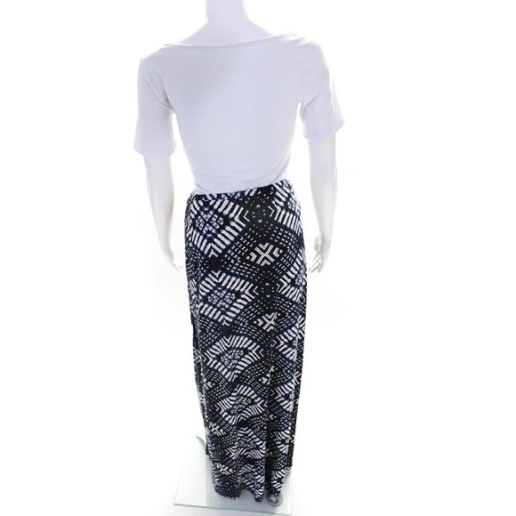 Rachel Pally Women's Geometric Print Front Slit Maxi Skirt Navy Blue Size Medium - Picture 3 of 16